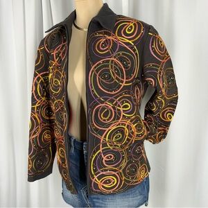 Vtg Anage Jacket Sz S Black‎ Zip Soutache Cord Embroidery With Beads Y2K READ